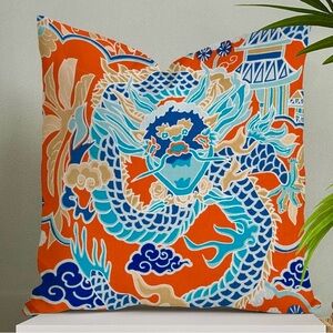 NWT - 2 Thibaut Style "Imperial Dragon" Pillows - 22" x 22"